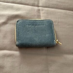Portland Leather Goods Steel Blue Zipper Wallet RETIRED COLOR
